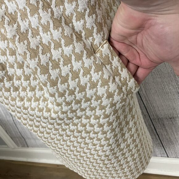 Tyler Boe Women's Small Tan & White Houndstooth Cowl Neck Classic Mini Dress - Picture 7 of 12
